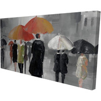 Begin Street Scene with Umbrellas - Print on Canvas Edition