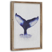 Cheung's 5498W Blue Whale Tail Wall Decor Piece with Wood Frame