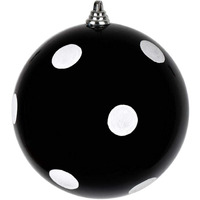 Vickerman 664421-4.8" Black Candy White Dots Ball Christmas Christmas Tree Ornament (4 Pack) (MC201217)