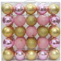 Jeco Gold/Pink Combo 50Pk 3" Shiny Glitter Square Christmas Ornament