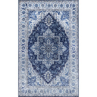 Momeni Karachi Polyester Traditional Indoor Area Rug, Blue, 8' X 10' (Model: KARACKAR-8BLU80A0)