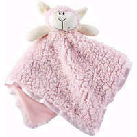 Stephan Baby 137166 Blankie-Cuddle Bud Lamb Satin Trimmed Pink - 18 x 18 in.Pack of 4