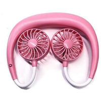 Double Cool Cordless Breezy Mini Collar Fan Portable 360Cooling Hanging Neck Fan Hands-Free USB Rechargeable Personal Mini Wearable Air Conditioner Fan - Pink