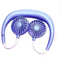 Double Cool Cordless Breezy Mini Collar Fan Portable 360Cooling Hanging Neck Fan Hands-Free USB Rechargeable Personal Mini Wearable Air Conditioner Fan - Pure Blue