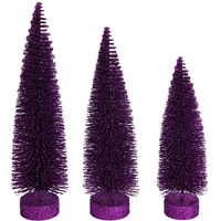 Vickerman 660416-12"-14"-16" Plum Glitter Oval Tree 3/Set (LS191226) Christmas Decorative Tree