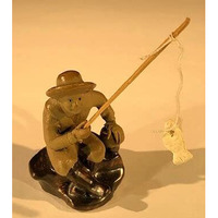 Bonsai Boy e3456 2 in. Miniature Ceramic Figurine - Mudman Fisherman