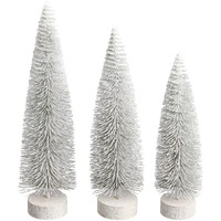 Vickerman 12"-14"-16" White Oval Pine Artificial Christmas Tree, Set of 3 - Faux Christmas Tree Set - Seasonal Indoor Home Decor