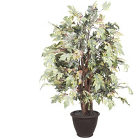 Vickerman 4' Artificial Frosted Maple Extra Full Bush, Brown Plastic Container.