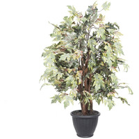 Vickerman 4' Artificial Frosted Maple Extra Full Bush, Gray Plastic Container.