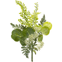 Melrose Queen Anne and Foliage Spray, 21.5" H, Polyester, Artificial Flower Decoration for any Occasion, Indoor Outdoor