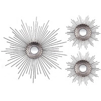 Stratton Home Decor Modern Set of 3 Silver Starburst Wall Decor