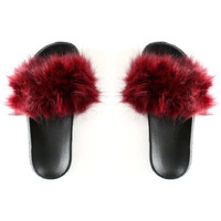 Coulter Collective LLC, creators of Knotty Accessories and Sweat Active Faux Fur Slides Burgundy