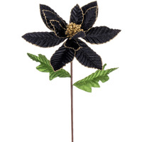 Vickerman 22" Black Velvet Glitter Trim Poinsettia, 6 per Bag.