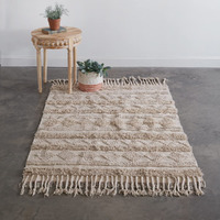 CTW Home Collection Natural Fringe Geometric Area Rug, 4 x 6 feet Length, Jute, Home Decoration