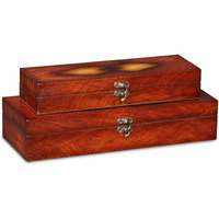 Cheung's Home Decorative Modern Wooden Set of 2 Burlwood Veneer Storage Boxes