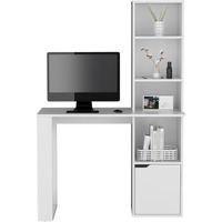 Depot E-Shop Ripley Writing personal Desk with Bookcase and Cabinet, White