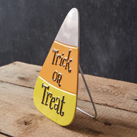 CTW Home Collection Metal Candy Corn A-Frame Tabletop Decorative Sign, 10-inch Height, Holiday Season Decoration