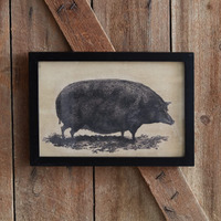 CTW Home Collection Pig Homestead Canvas Framed, 12-inch Height, Wall Decor, Vintage Farmhouse Accent