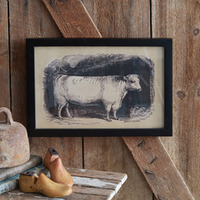 CTW Home Collection Cow Homestead Canvas Framed, 12-inch Height, Wall Decor, Vintage Farmhouse Accent