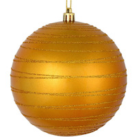 Vickerman 527856-4.75" Antique Gold Candy Glitter Ball Christmas Tree Ornament (4 pack) (N187730D)