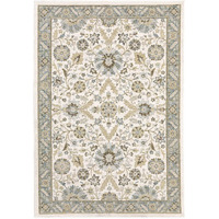 HomeRoots 510083 10 x 13 ft. Stone Gray Ivory Green Brown Teal & Light Blue Oriental Power Loom Stain Resistant Rectangle Area Rug