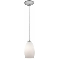 Champagne Glass Pendant - 1-Light Pendant - Cord - Brushed Steel Finish - Opal Glass Shade