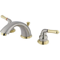 Kingston Brass GKB969 Magellan 8-Inch Widespread Lavatory Faucet with Retail Pop-Up, 5-3/4 inch in Spout Reach, Brushed Nickel/Polished Brass