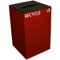 Witt Industries 24GC04-SC GeoCube Recycling Receptacle with Combination Slot/Round Opening, Steel, 24 gal, Scarlet