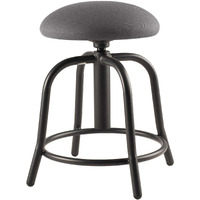 OKLAHOMA SOUND CORPORATION Height Adjustable Swivel Designer Stool with 3" Charcoal Fabric Padded Seat and Black Frame - Perfect for Science Lab, Institutional or Educational Center