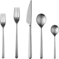 Mepra Linea Ice 104722005 5 Pcs Flatware Set  Brushed Steel Tableware, Dishwasher Safe Cutlery