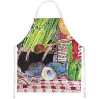 Caroline's Treasures 8825-2APRON Recipe for Gumbo and Potato Salad Flag Apron Cooking Kitchen Server Baking Crafts Gardening for Adult Women Men, Unisex, Large, Multicolor