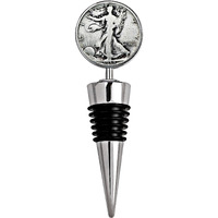 Silver Walking Liberty Half Dollar Coin Wine Stopper