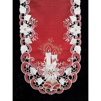 Sinobrite H8963-R1 Poinsettia & Candles Oval Runner44; 16 x 45 in.