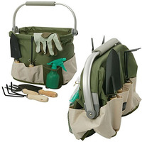 Foldaway Garden Tool Carry Bag Set w Aluminum Frame