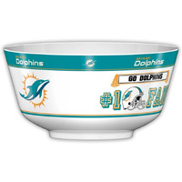 Fremont Die NFL Miami Dolphins Party Snack Bowl, 11.75" Bowl (2 Gallon), White/Team Colors