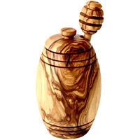 Choixe. Olive Wood Honey Pot with Honey Dipper. Authentic Mediterranean Olive Wood. Handcrafted.