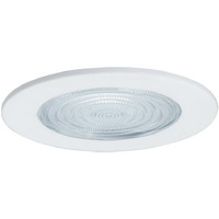 Jesco Lighting TM5507WH 5-Inch Aperture Line Voltage Trim Recessed Light, Fresnel Lens for Shower, White Finish