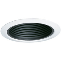 Jesco Lighting TM5509BKWH 5-Inch Aperture Line Voltage Trim Recessed Light, Metal Step Baffle, Black Finish with White Trim