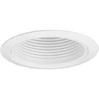 Jesco Lighting TM5509WHWH 5-Inch Aperture Line Voltage Trim Recessed Light, Metal Step Baffle, All White Finish