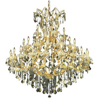 Elegant Lighting 2800G52G-GT/RC Royal Cut Smoky Golden Teak Crystal Maria Theresa 41-Light, Three-Tier Crystal Chandelier, Finished in Gold with Smoky Golden Teak Crystals