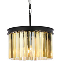 Elegant Lighting Sydney Collection 1208D16MB-GT/RC 3-Light Pendant Lamp with Royal Cut Golden Teak Crystals, Mocha Brown Finish