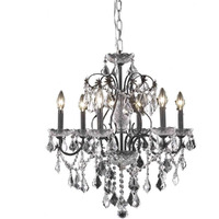 Elegant Lighting St.Francis Clear Royal Cut Crystal 6 Light Chandelier, Dark Bronze