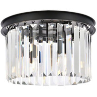 Elegant Lighting Urban Classic Sydney 3-Light Metal Royal Cut Flush Mount in Matte Black