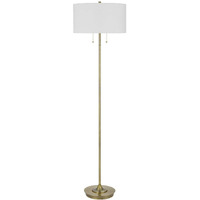 HomeRoots 526301 64 in. Brass Two Light Traditional Shaped Floor Lamp with White Rectangular Shade