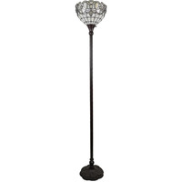 HomeRoots 478095 72 x 12 x 12 in. Brown Traditional Shaped Floor Lamp with Brown Stained Glass Bowl Shade