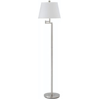 HomeRoots 526236 60 in. Swing Arm Floor Lamp with White Square Shade Nickel