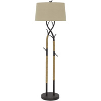 HomeRoots 526302 55 in. Traditional Shaped Floor Lamp with Tan Rectangular Shade Black