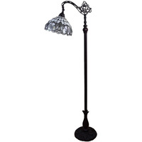 HomeRoots 478094 62 x 12 x 12 in. Brown Traditional Shaped Floor Lamp with White Stained Glass Bowl Shade