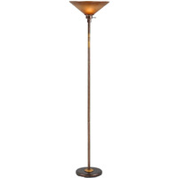 HomeRoots 526250 70 in. Rusted Torchiere Floor Lamp with Frosted Glass Dome Shade