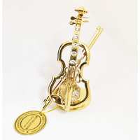 MASCOT 24K Gold Plated Violin Free Standing with Mascot(R) Crystal best gift for child music student